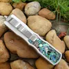 Micro tech kever Automatisch mes 2.874" Damascus stalen mes, Abalone handgrepen, Camping Outdoor Tactical Combat Zelfverdediging Tool EDC Zakmessen