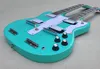 Factory Custom Blue Green Double Neck Electric Guitar With 6 and 12 Strings Guitar Chrome Hardware White Pickguard Offer Customized 369