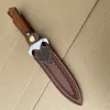 M390 Blad Rosewood Handle Tactical Knife EDC Självförsvarstrand Knivar Hunting Tool Camping Survival Knif med lädermantel