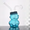 Preço de fábrica Queimador de óleo de vidro Bong 3D Cute Little Bear Espessura Ash Catcher Hookah Dab Rig Bongos de água para ferramenta de fumante com pote de óleo substituível