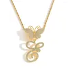 Pendant Necklaces 26 Rinestone Butterfly A-Z Letter Pendants&Necklace Men And Women Fashion Jewelry N012