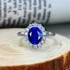 Bijoux éternels en argent 925 princesse Diana anneaux pour femmes de luxe bleu saphir pierre fête Bijoux de fiançailles bague de mariage de mariée 2737