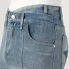 Męskie dżinsy elastyczne proste rube retro gwiazdka drukowana szerokie nogi długie spodnie dla mężczyzny 2023 Casual Denim Men Fashion