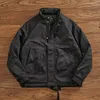 Men's Jackets Vintage Trend Cargo Bomber Jacket Quilted Inside Cotton Stand Collar Autumn And Winter Warm Coat