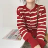 Malhas femininas fotvotee recortado cardigan suéteres para mulheres moda coreana vintage outono inverno 2023 listra manga longa topo o-pescoço de malha