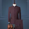 Costumes pour hommes vêtements Style Stand deux hommes Slim Boutique mariage Fit hommes mode chinoise (veste pantalon) 2023 pièce col ensemble