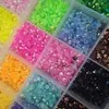 Nail Art Decorations 24000pcs m Resin Non fix Rhinestones 24*1000 Mix Jelly Colorful Nail Art FlatBack Glitters Gems Stones In 24Girds Box * 231202