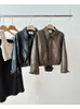 Women's Jackets Women Brown Leather Short Jacket Coat Vintage Black Motorcycle 90s Fashion Streetwear Korean Loose Outerwear Clothes 2023