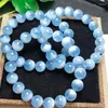 Bangle Natural Aquamarine Armband Fortune Energy Mineral String Woman Amulet smycken Healing Gift 9/10mm 1st