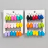 Charm 9Pair Set Acrylic Small Chunky Waterdrop Earrings Dupes for Women Matte Colorful Dome Tear Drop Earring Hoops Trendy Jewelry 231202