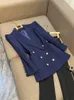 Women's Two Piece Pants Street Luxurious Design Royal Blue Women Fashion Two Pieces Blazers Sets with Shoulder Pads Personize Lady Suits 231202