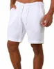 Shorts masculinos calças de linho de algodão masculino verão respirável calças de cor sólida fitness streetwear S-4XL