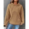 Felpe con cappuccio da donna modello waffle lavorato a maglia da donna 2023 autunno inverno tasche allentate casual felpa con cappuccio a maniche lunghe donna