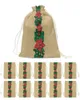 Christmas Decorations Flower Plaid Retro Candy Bags Santa Gift Bag Home Party Decor Xmas Linen Packing Supplies