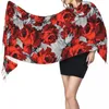 Foulards Automne Hiver Chaud Roses Rouges Mode Châle Gland Wrap Cou Bandeau Hijabs Étole