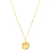 Kettingen Echte Pure 18K Geel Gouden Ketting Vrouwen Kraal Blad Cirkel Hanger O Link Ketting 3g