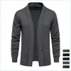 Chandails pour hommes Marque Hiver Cardigan tricoté pour hommes Qualité Solide Mens Pull Veste Col Mandarin Chaud Slim