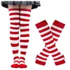 Frauen Socken Damen Halloween Bequeme Baumwolle Oberschenkel Hohe Strümpfe 2023 Winter Cosplay Gestreifte Handschuhe Für