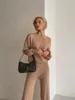 Zweiteilige Damen-Hosen, ein schulterfreies, sexy gestricktes Zweiteiler-Set, lässiger Tracking-Anzug, Damenhose 231202