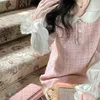 ツーピースドレス韓国スタイルのエレガントパーティードレス春夏女性カワイイスイートスカートピンクピードフェイク2セットドレスフェスティバル衣装231202