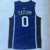 يرتدي NCAA Kyrie 0 Tatum College Basketball Jersey Ed White Blue Black Top Top Jerseys