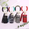 Crystal Chapstick Holder Cylinder Coin Purse Silicone Beads Bracelet Key Chain Coin Purse Rhinestone Keychain