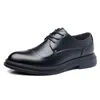 Dress Shoes Designer Brand Black Leather For Men Wed Shoe Lace Up Casual Business Oxfords Point Toe Office Formal Male