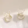 Stud New Cartoon Rabbit Ear Studs Earrings for Women Girls Lovely Elegant Bow Flowers Earring Ladies Wedding Party Birthday Jewelry