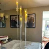 including led candle)Clear acrylic 5 arms WEDDING CANDELABRA / GOLD CANDELABRA / CANDLE HOLDER centerpieces 056