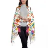 Etnische kleding Mexicaanse Otomi Vogel Kwastje Sjaal Vrouwen Zachte Dieren Borduren Sjaal Wrap Dames Winter Herfst Sjaals