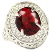 Bagues de cluster Yayi Mode Femmes Bijoux Bague Rouge Zircon Argent Couleur Cristaux Autrichiens Engagement Cadeau De Mariage