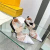 Ricama scarpe da sposa sandali da donna punta a punta per donna tacchi alti muli marca signore scarpe eleganti estive scarpe da sposa 2023 traspirante
