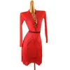 Stage Wear Latin Dance Dress Lady Junior Competition Red Costumes Women Fringe Lq412