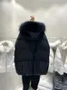 Coletes femininas Real Natural Raccoon Fur Collar Mulheres Inverno Branco Duck Down Casaco Feminino Sólido Puffer Jaqueta Oversize Com Capuz Engrossar Parkas 231202