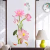 Autocollants muraux fleurs de Lotus 3D, décoration de salon, salle de bains, chambre à coucher, sparadrap de décoration pour meubles, papier peint autocollant pour réfrigérateur