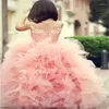 Girl Dresses Flower Sleeveless O-Neck Ankle-Length Exquisite Baby Wedding Princess Birthday Party First Communion Gown