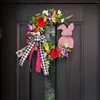 Flores decorativas grinalda de páscoa pendurada porta de videira de madeira morta pátio ao ar livre guirlandas de natal para cemitério