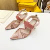 Sticken Sie Hochzeit Damen Sandalen Spitzschuh für Frau High Heels Pantoletten Marke Damen Sommerkleid Brautschuhe Atmungsaktive spitze Zehenabsätze