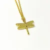 Hanger Kettingen Metaallegering Ketting Voor Vrouwen Man Minnaar Delicate Ketting Dragonfly Goud Kleur Verlovingssieraden