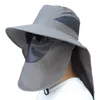 Beretten vrouwen zonneschaduw viszonnen pet met zonnebrandwijkmasker voor outdoor rand vizier hoed mannen werken jungle safari nek beschermt groot breed