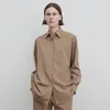 Женские блузки, топ-рубашка, женский весенне-летний сезон 2023, цвет хаки, свободный шерстяной воротник с квадратным воротником
