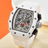 2023 Top marque de luxe montre pour hommes Fly Back Timing en céramique blanche multi-fonction mouvement à quartz R11-03