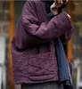Frauen Unten Frauen Einfache Chinesische Stehkragen Baumwolle Leinen Gestreift Kurze Parkas Mantel Damen Vintage Gepolsterte Weibliche 2023 Oberbekleidung