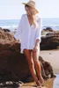 Kvinnors badkläder Bikini Cover-ups Sexig Pocket Front Open Long Sleeve Summer Tops For Women Tunic Beach Wear Swim Suit Cover Up