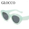 Sunglasses Sexy Cat Eye Green Women Vintage Small Oval Sun Glasses Female Jelly Color Eyewear Men Shades UV400