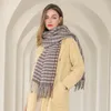 Lenços Houndstooth grosso outono inverno cachecol para mulheres 2023 macio longo com borla grande xale