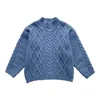 Ställer in barn vintertröja koreansk stil baby crewneck topp jacquard fast färg fashionabla varma enkla barn 231202