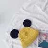 Caps Hats Autumn Winter Kid Fashion Patchwork Cap Girls Sweet Candy Color Knitting Wool Cap Baby Cute Dimensional Round Ears Hat 231202