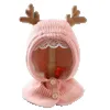 Gants sans doigts pour enfants hiver velours cagoule enfants chapeau de noël bébé chapeau chaud tricoté bonnets pour garçons filles décontracté cerf enfants capuche écharpe 231202