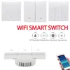 Przełączniki Akcesoria Tuya 123 Gang Wi -Fi Smart Light Switch LED Push Push Wall Eu Standard Voice Control Aplikacja mobilna 231202